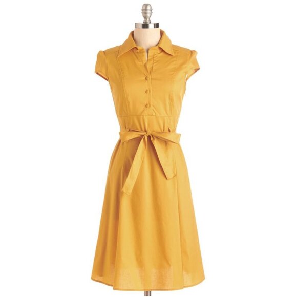 Vintage Style Petalo Golden Yellow Dress - Small - Picture 1 of 8
